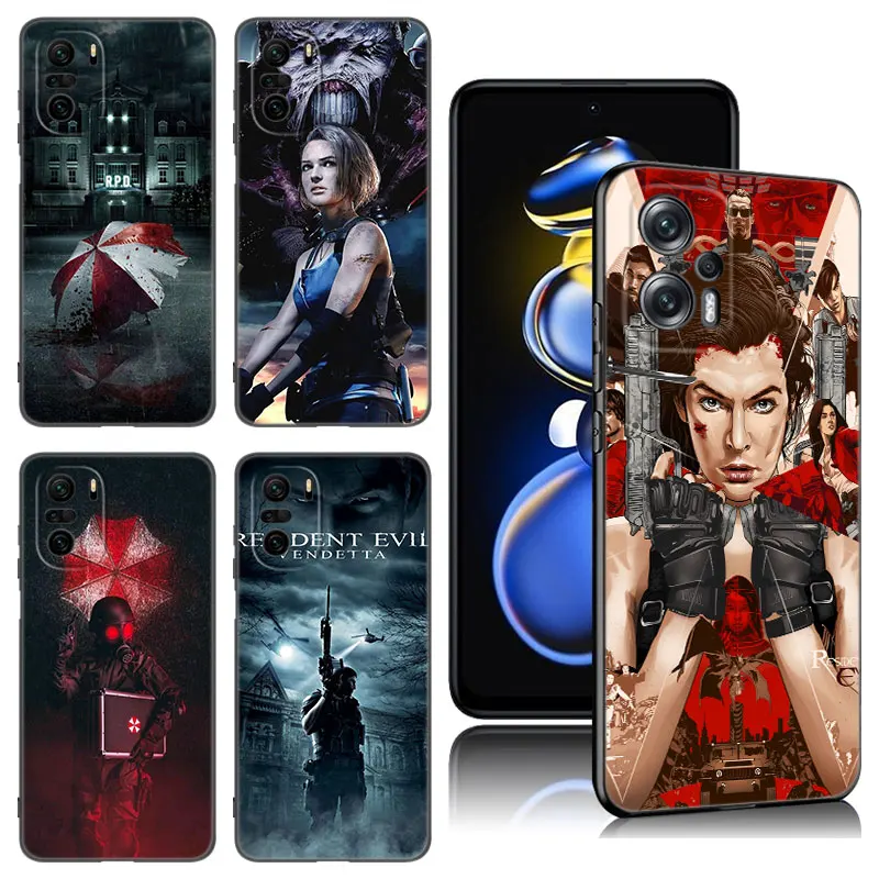 R-Resident-Game-E-Evil Phone Case For Xiaomi POCO X3 X4 NFC F5 M2 M3 M4 M6 X5 Pro F3 F4 GT 5G C31 C55 M5S Black Silicone Cover