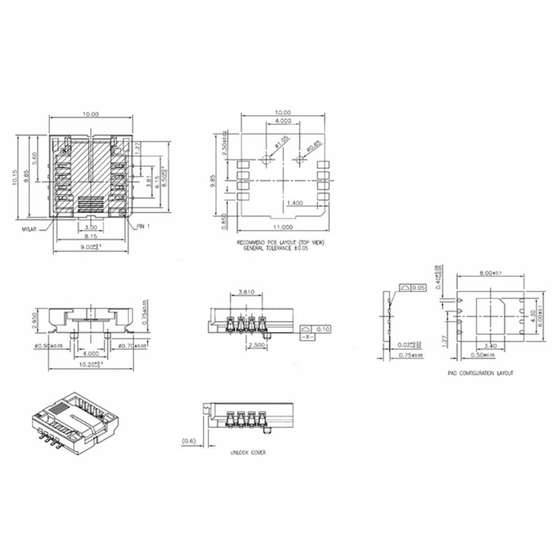 Adaptador soquete universal qfn8/wson8/mlf8/mlp8/dfn8 para dip8, para chips 6x5mm 8x6mm, solução programação chip