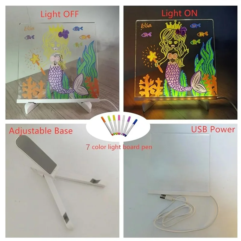 

2X LED Note Board, Glowing Acrylic Message Marker Board With Light, Board Note Illuminated White Board (11.8 X 7.9In)
