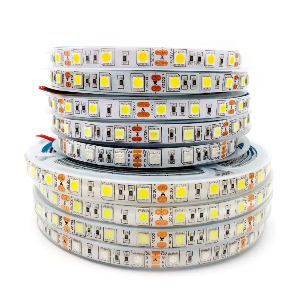 5m IP65 Waterproof 5V 12v 24V 5050 LED Strip 3000K 4000K 6000K Red Green Blue Flexible Tape Paint Picture Craft Wall Decoration