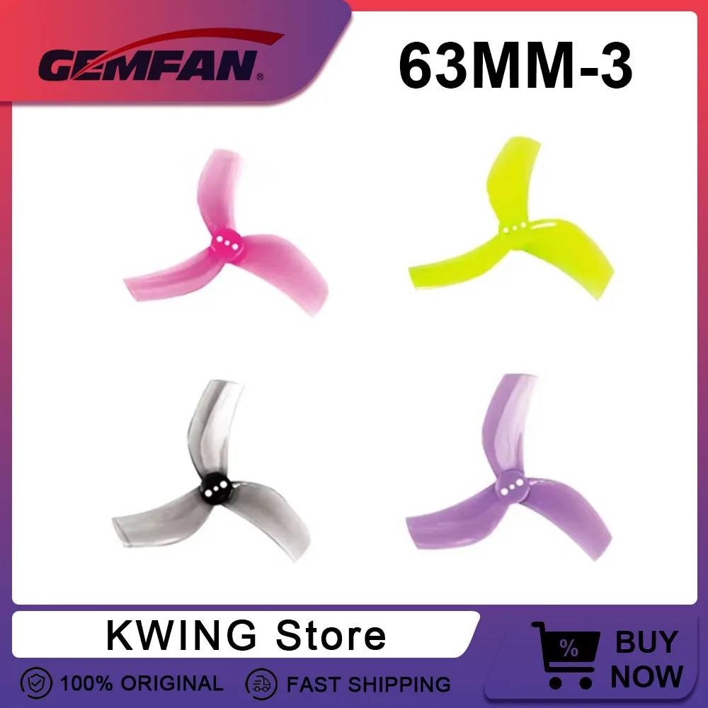 8pcs/4pairs Gemfan D63 Ducted 63mm 2.5inch 3-Blade Propeller for RC FPV Racing Freestyle Toothpick Cinewhoop Duct Drones