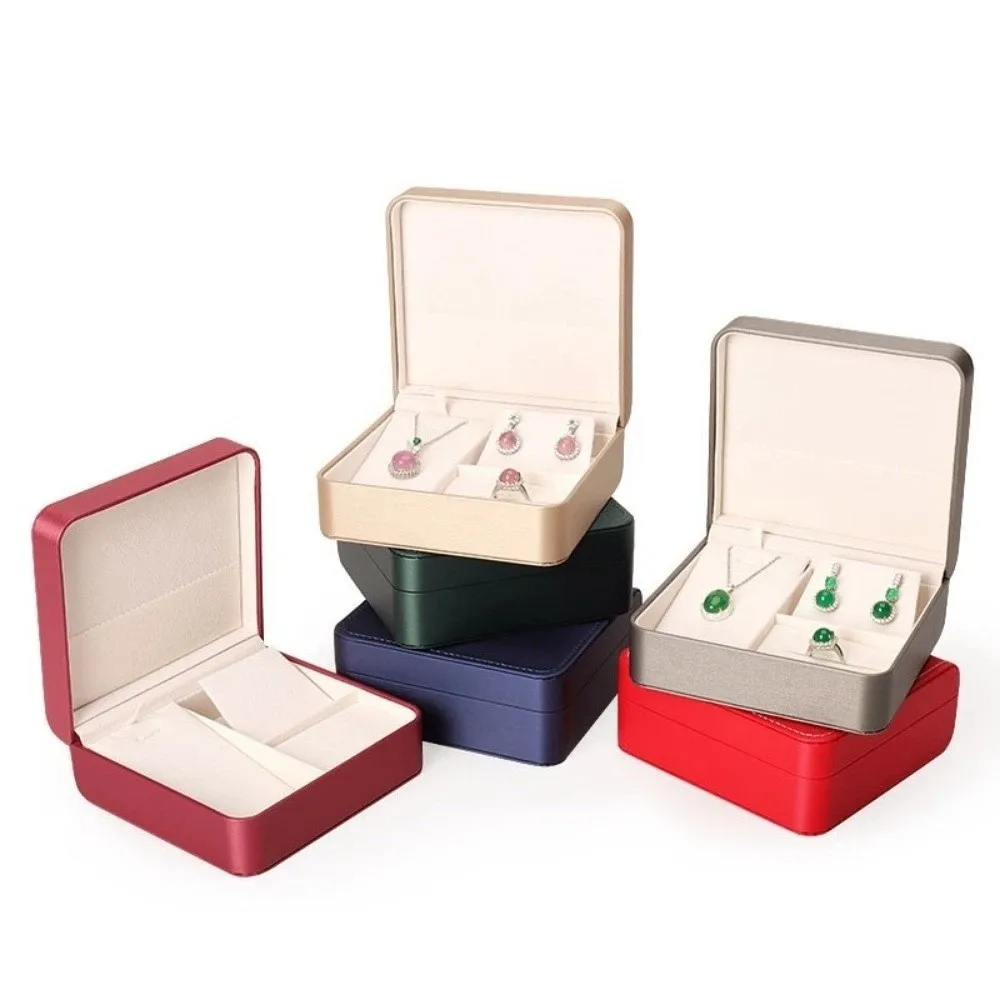 Large Capacity Sle Jewelry Storage Box PU Flip Up Jewelry Displasy Box Multi-Function Round Corner Jewelry Set Box