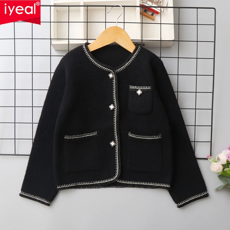 

IYEAL 2026 New Fashionable And Elegant Girls' Cashmere Sweater Cardigan For Autumn And Winter Children's Girls' Sweater