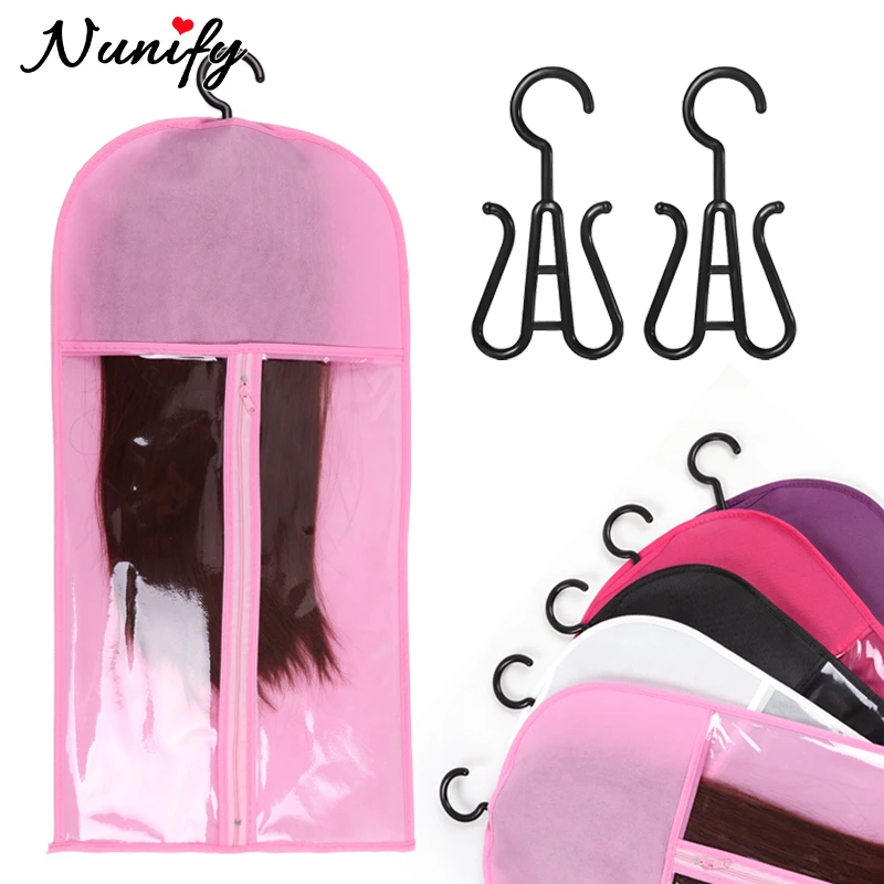 

Wig Bag Organizer Hangers For Multiple Wigs Non-Woven Suit Case Bag Package With Plastic Hanger For Hair Extensions Wig Holders