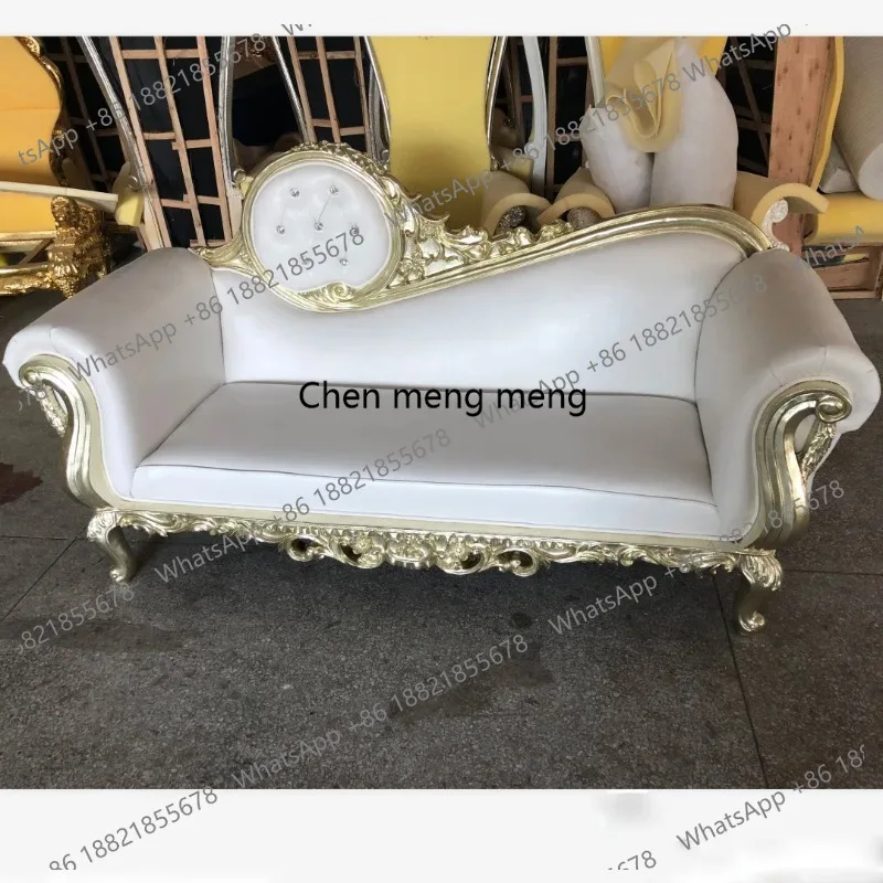 Custom Luxury Party Furniture White Gold Wedding Royal King Throne Chair Queen Sofa
