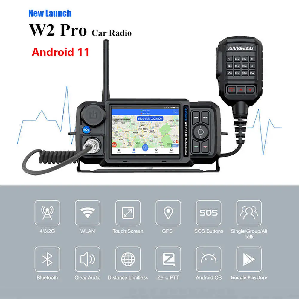 Nowe radio sieciowe ANYSECU Android 11 POC 4G-W2 Pro N61, wersja ulepszona, 2+16GB, mobilne walkie-talkie PTT, współpracuje z ZELLO Real-PTT