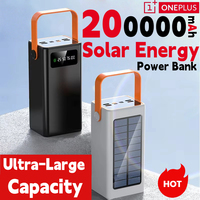 ONEPLUS Solar Power Bank 200000mAh Big Capacity Built-in Cables Portable Outdoor Camping Live Broadcast External Battery General