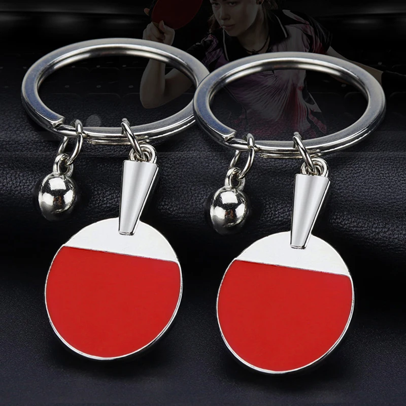 Fashion Sport Ping Pong Table Tennis Ball Keychain Creative Ping Pong Bat Key Ring Keychains Car Key Chain Souvenir Gift