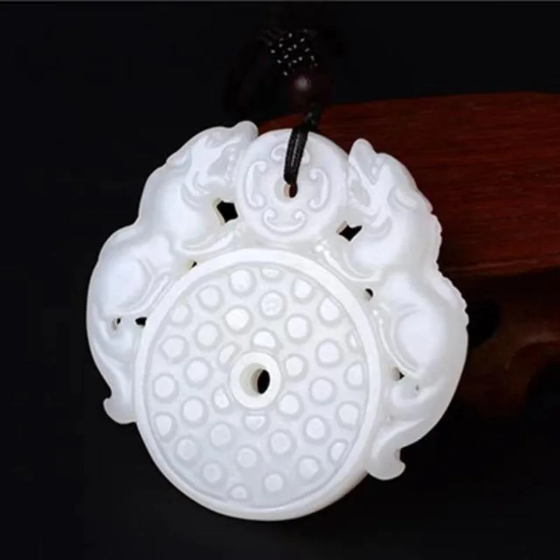 

Двойная ажурная безопасная Пряжка Jasper Pixiu, кулон для мужчин и женщин, Нефритовый Кулон для денег