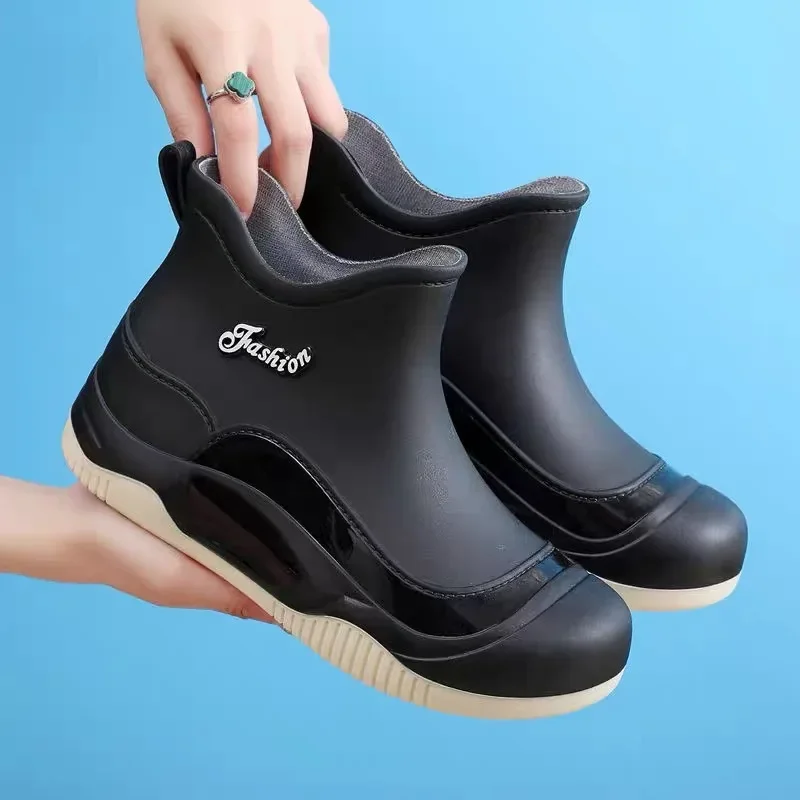 Botas de lluvia para mujer, Botas de goma antideslizantes para exteriores, impermeables, para trabajo en jardín, Botas de lluvia cálidas de felpa para invierno, Botas Lluvia