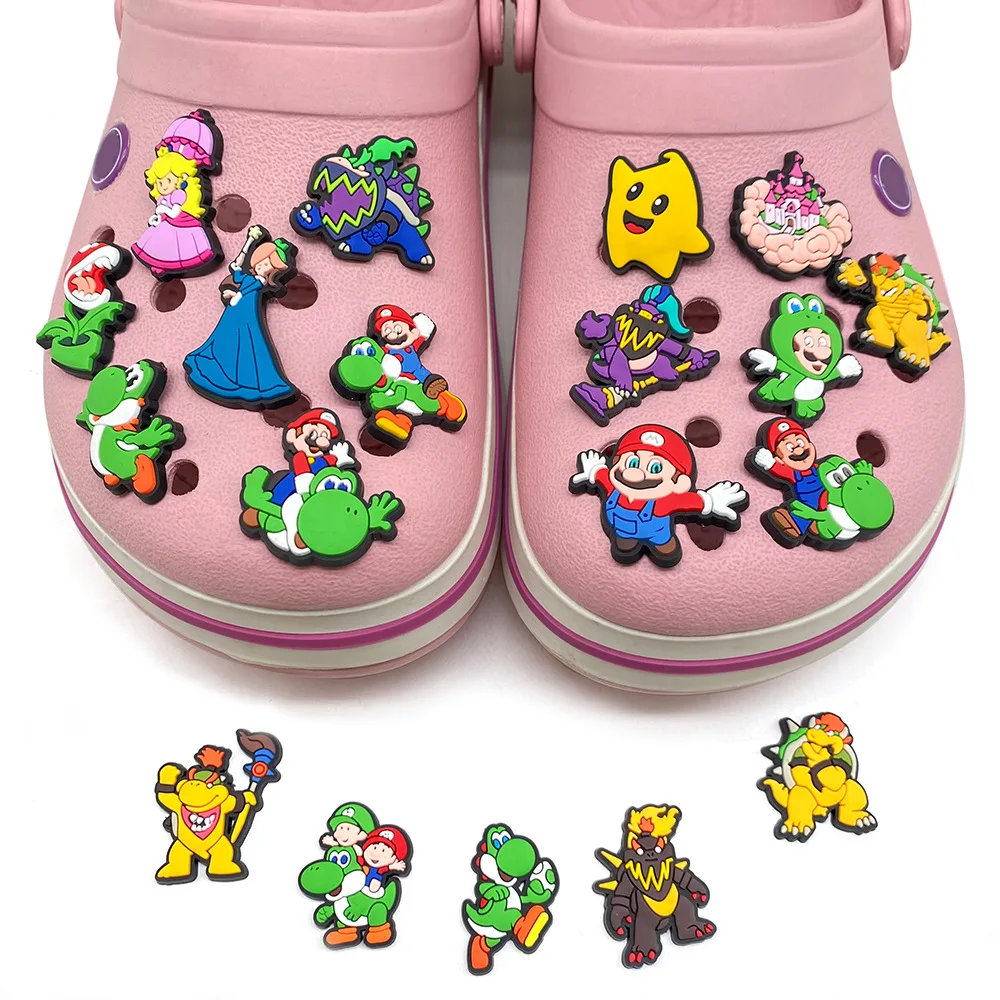 Potdemiel 19pcs set game cartoon Shoe Charms Set Kawaii Resin Decoration Accessories Removable Shoes Xmas Party Gift