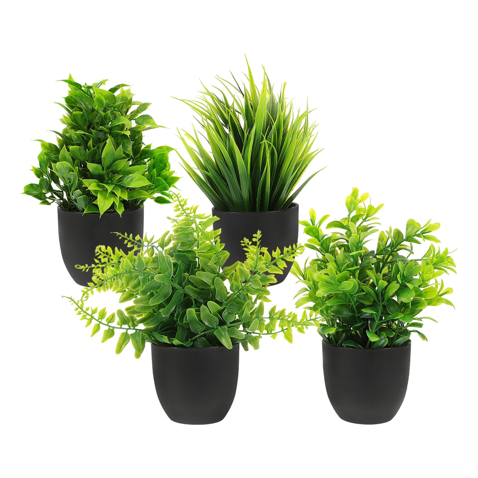 

4Pcs Artificial Potted Plants Lifelike Faux Bonsai Decoration Suitable for Living Room Office Desk Green Plant Decor