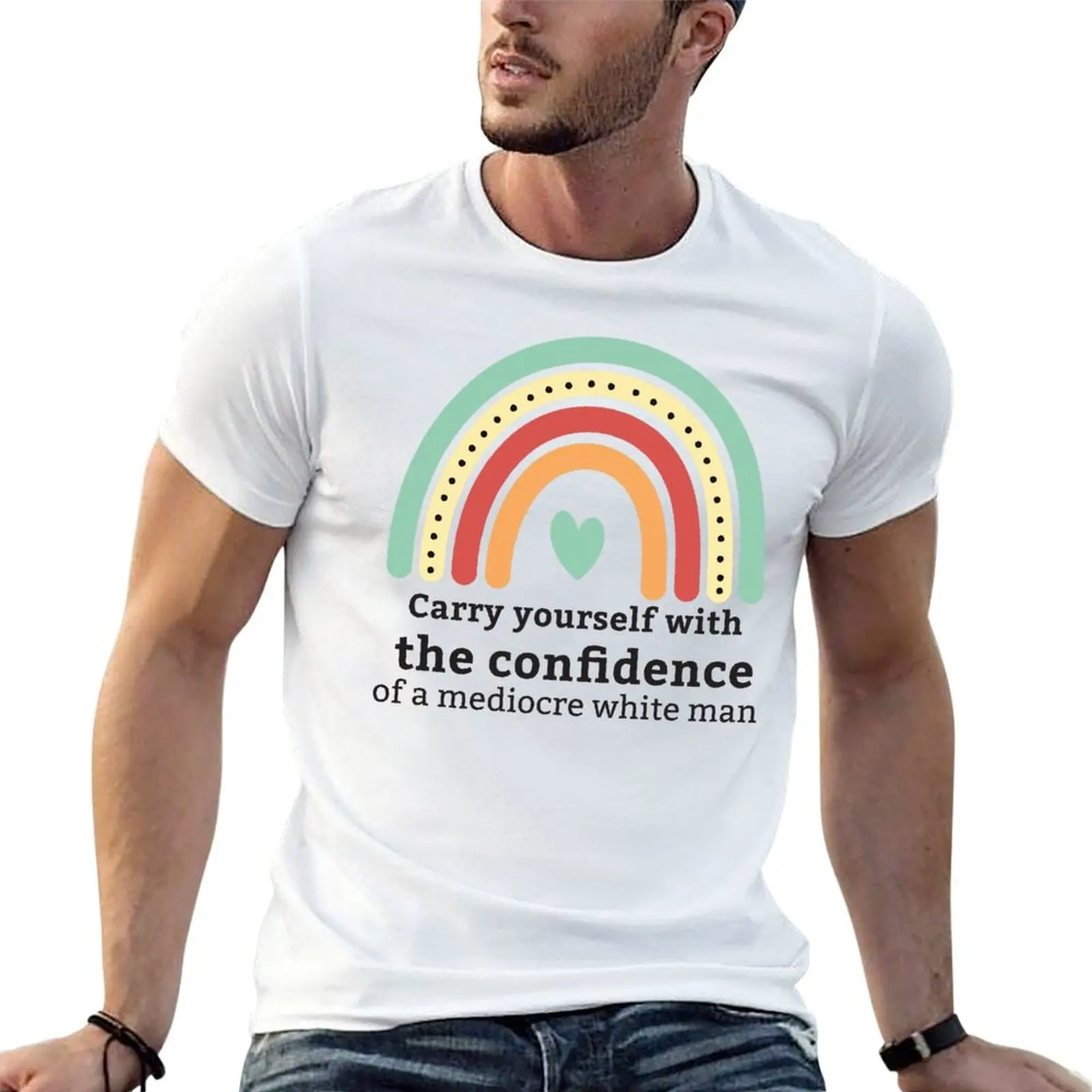 Portez-vous avec confiance – T-shirt homme blanc moyen de gamme – T-shirts graphiques pour homme – T-shirts drôles pour homme