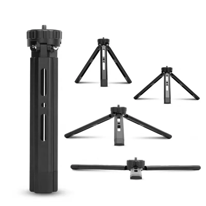 Photography Mini Metal Tripod Aluminum Alloy Desktop Stand Tripod with 1/4 inch Screw for DSLR ILDC Camera Camcorder Projector