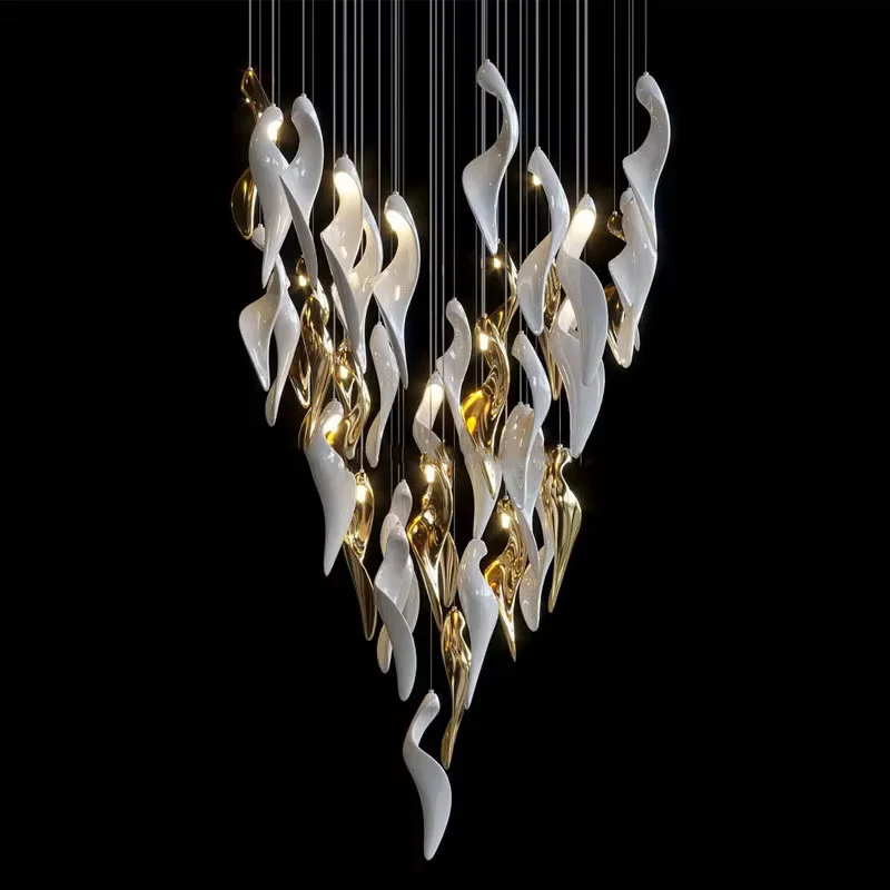 Nordic Green Custom Pendant Lamp,Spiral Metal Dimmable Fixture,Lustre Chandelier For Villa