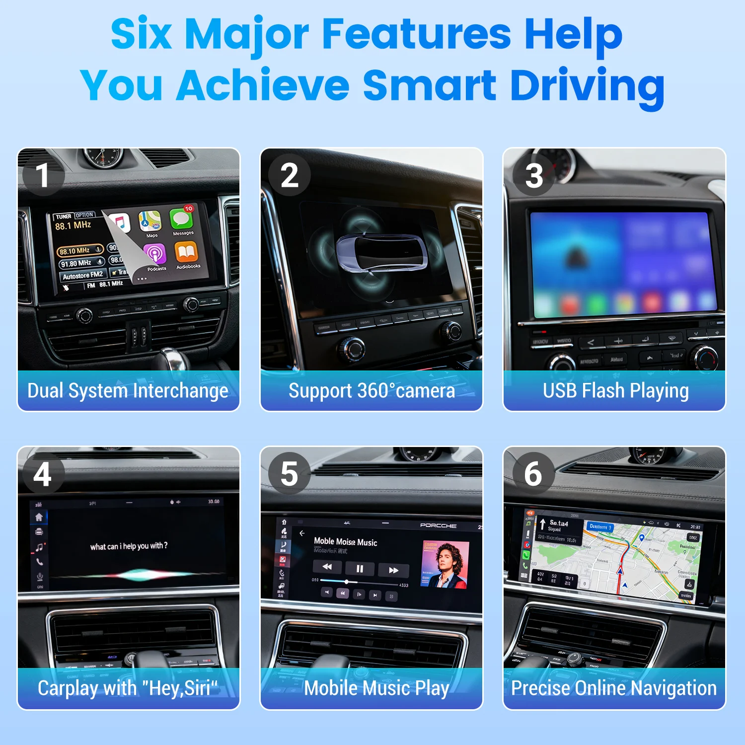 Módulo Carplay e Android Auto sem fio para Porsche PCM 3.1 Panamera Cayenne Macan Cayman Boxster 911 718, suporte para câmera reversa