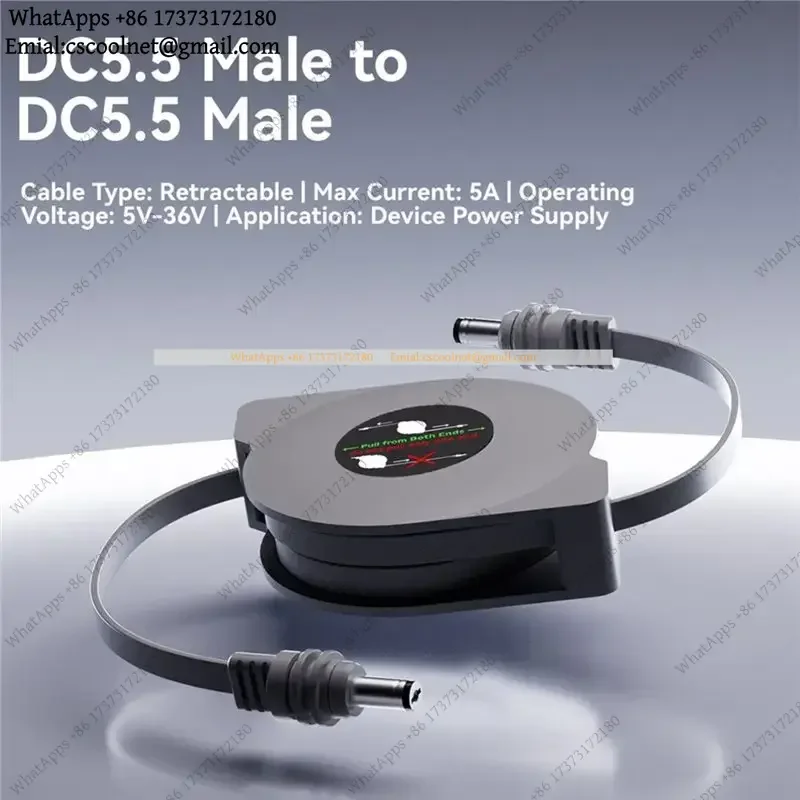 B03B Retractable DC5521 to DC5521 Power Cord Plug-and-Play Portable DC Cable for Starlink Mini Satellite