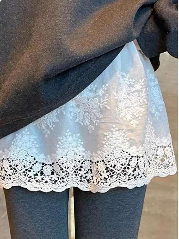 

Женская короткая юбка больших размеров с кружевными вставками, высокой талией, А-силуэта, скрывающая недостатки фигуры, повседневная, универсальная, белая