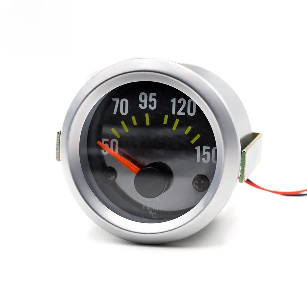 12V Oil Temperature Indicator 52mm Carbon Pattern Face ABS Housing Aluminum Ring for Fuel Engine Vehicle Dashboards
