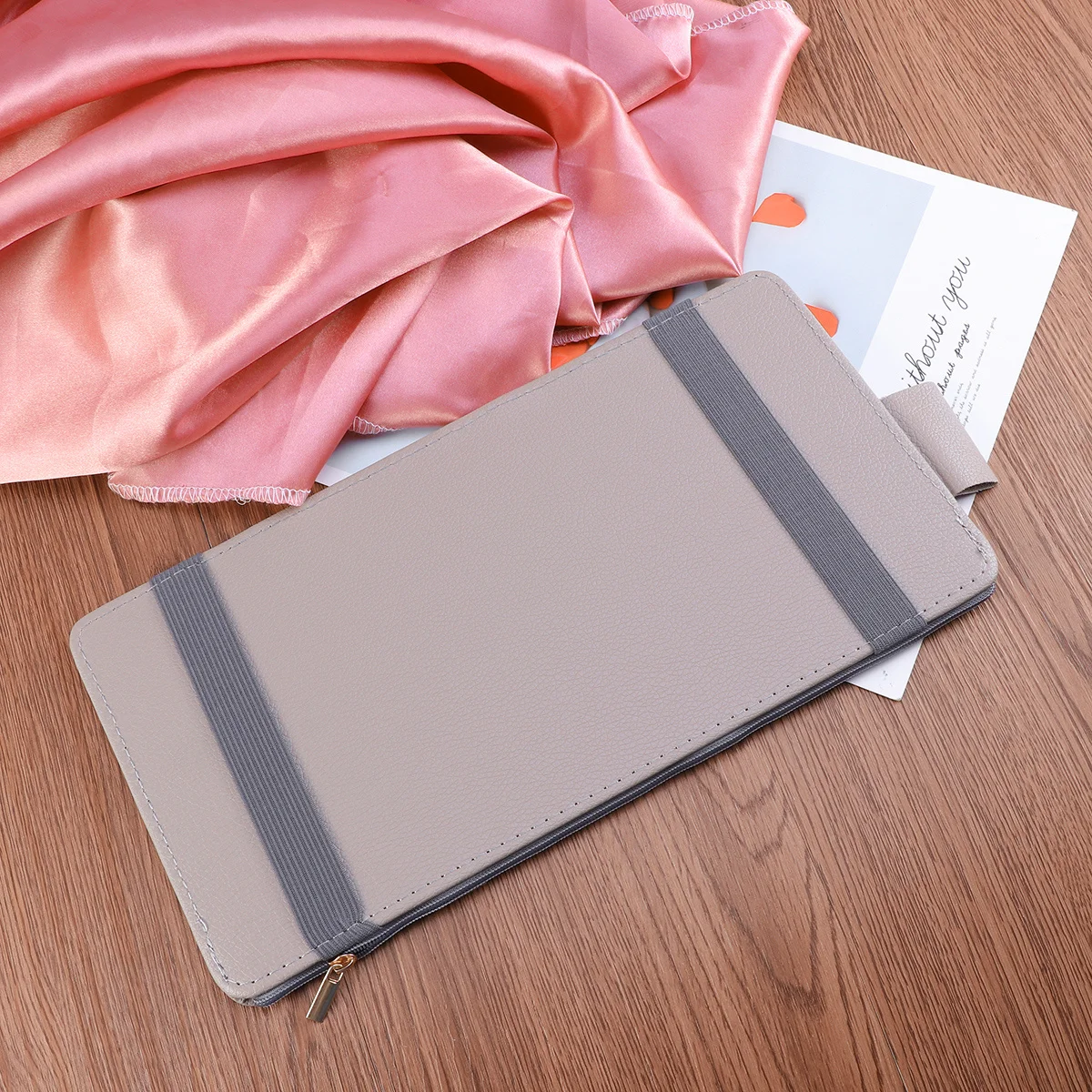 

Multi-Functional Grey Visor Organizer Holder Zipper Storage Bag Auto Accessories Durable Scratch Dust Protection