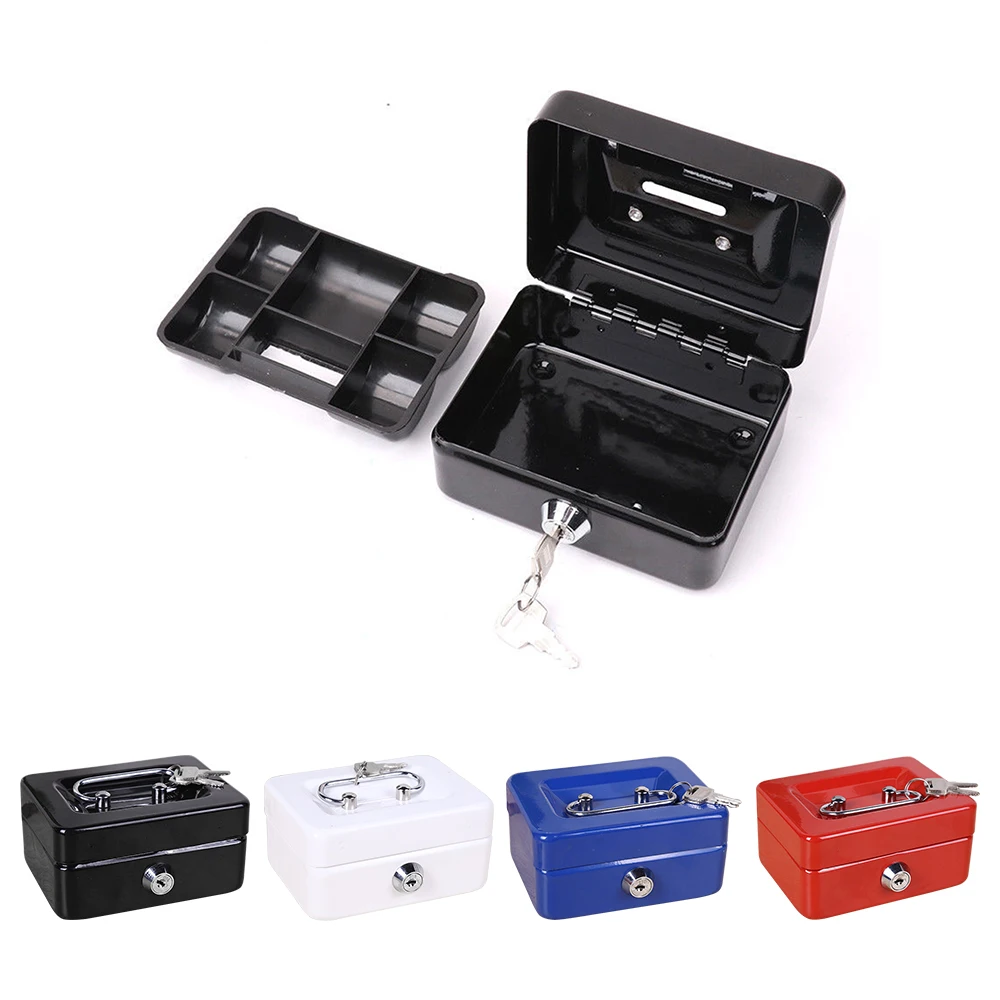 Mini Security Box Small Cash Boxs With Key Lock Household Portable Metal Money box Lockable cash Safe