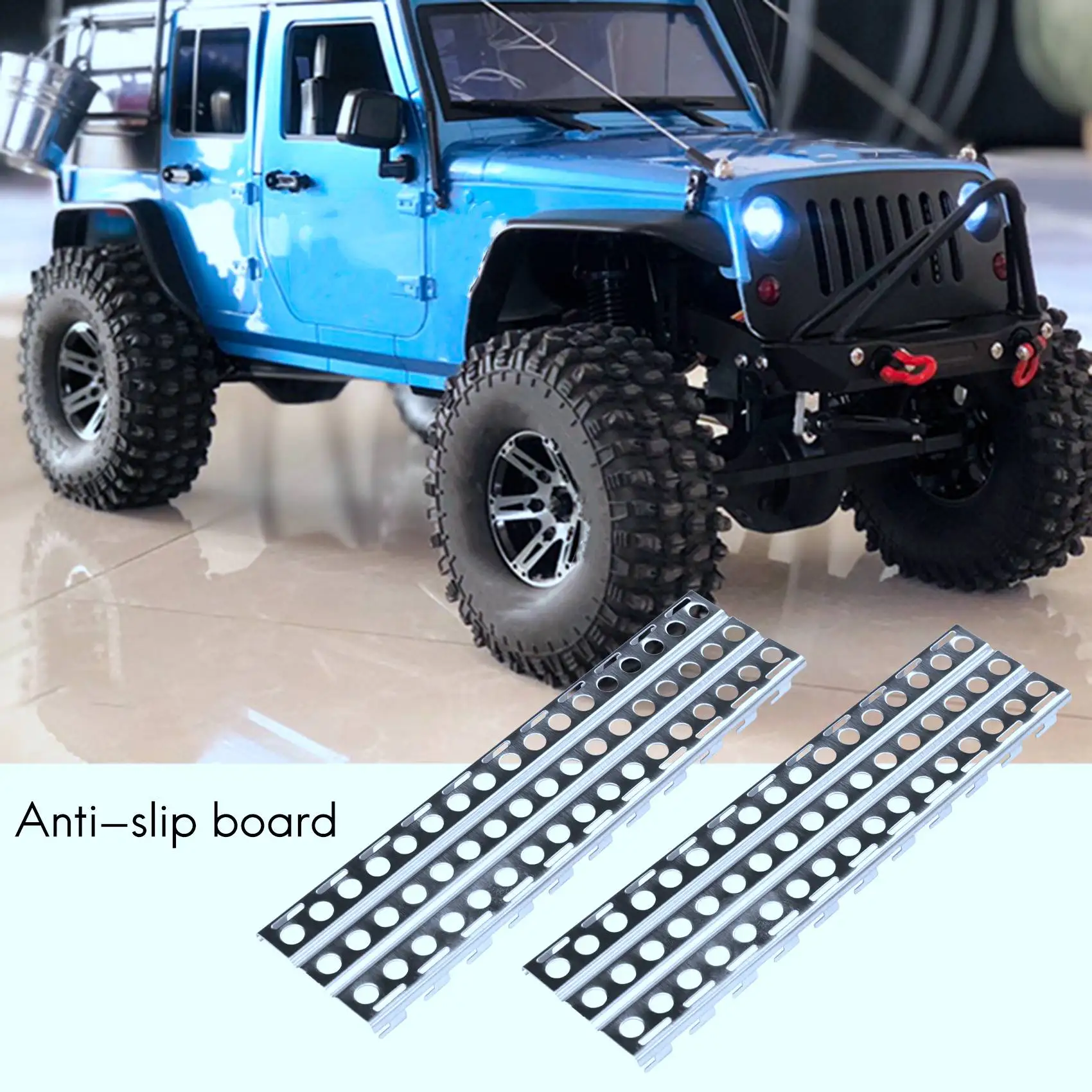 Papan tangga pasir baja tahan karat, 2 buah untuk Axial SCX10 TRX-4 D90 1/10 RC mobil Crawler