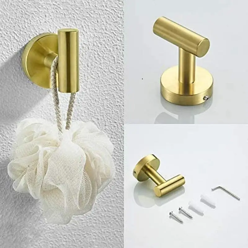 

3-Piece Bath Accessory Set - Towel Bar, TP Holder, Robe Hooks, Stylish & Durable Bathroom Hardware