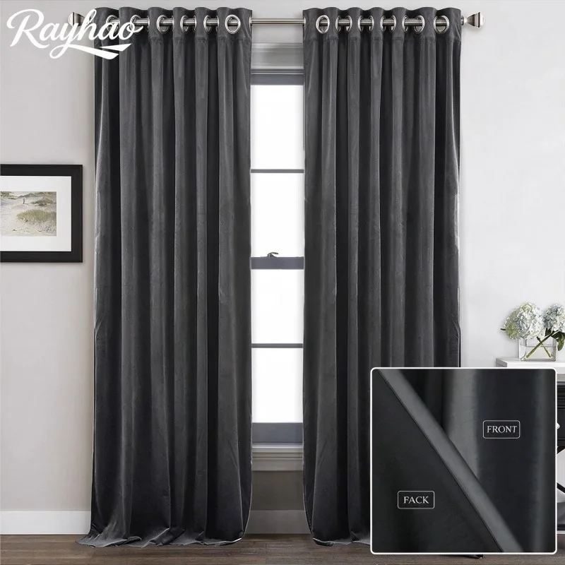 Soft Luxury Velvet Curtains 1 Panel Thermal Insulated Drapes UV Protection Thickened Blackout Curtains for Bedroom Living Room