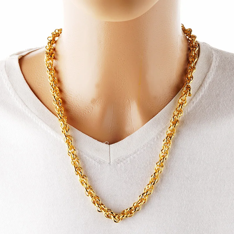 Luxurious and imposing 9999 24K Real Gold Necklace Men's Dragon Head Necklace Gold Real Gold Dragon Bone Golds for Men