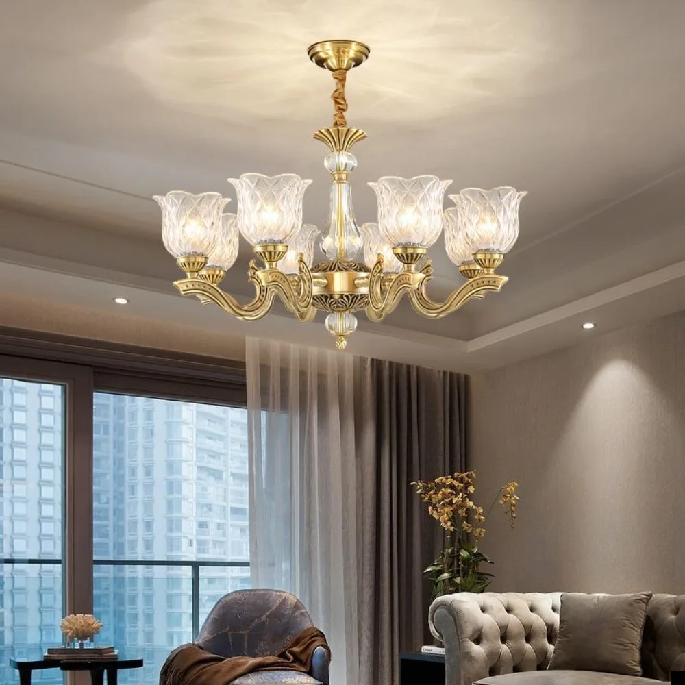 Luz de cobre francés, luz colgante de lujo para el salón, comedor moderno creativo, iluminación LED para dormitorio, luz colgante para el hogar