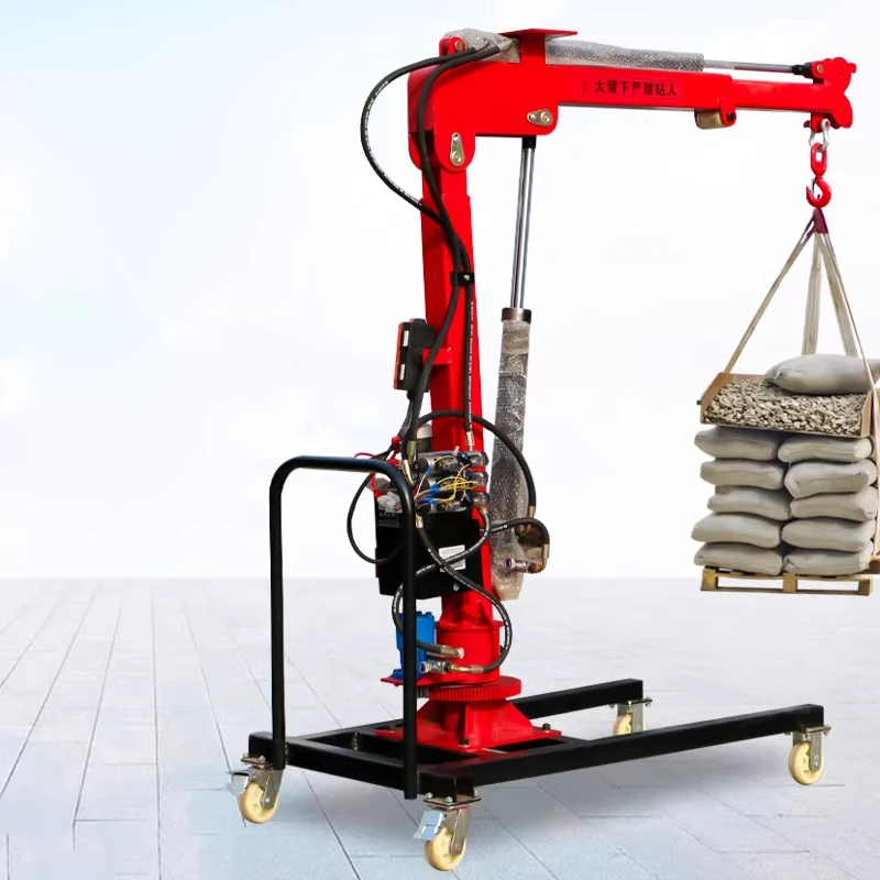 

Электрический гидравлический мобильный кран 1 тонна, компактный, с телескопической стрелой, лебедкой и дистанционным управлением (настраиваемый)