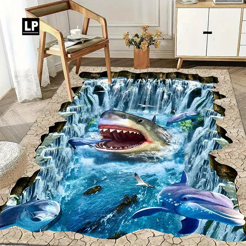 3D Optical Illusion Realistic White Tiger Carpet Suitable for Bathrooms Bedrooms and Living Room Entrances Wooden Box Trap Gift