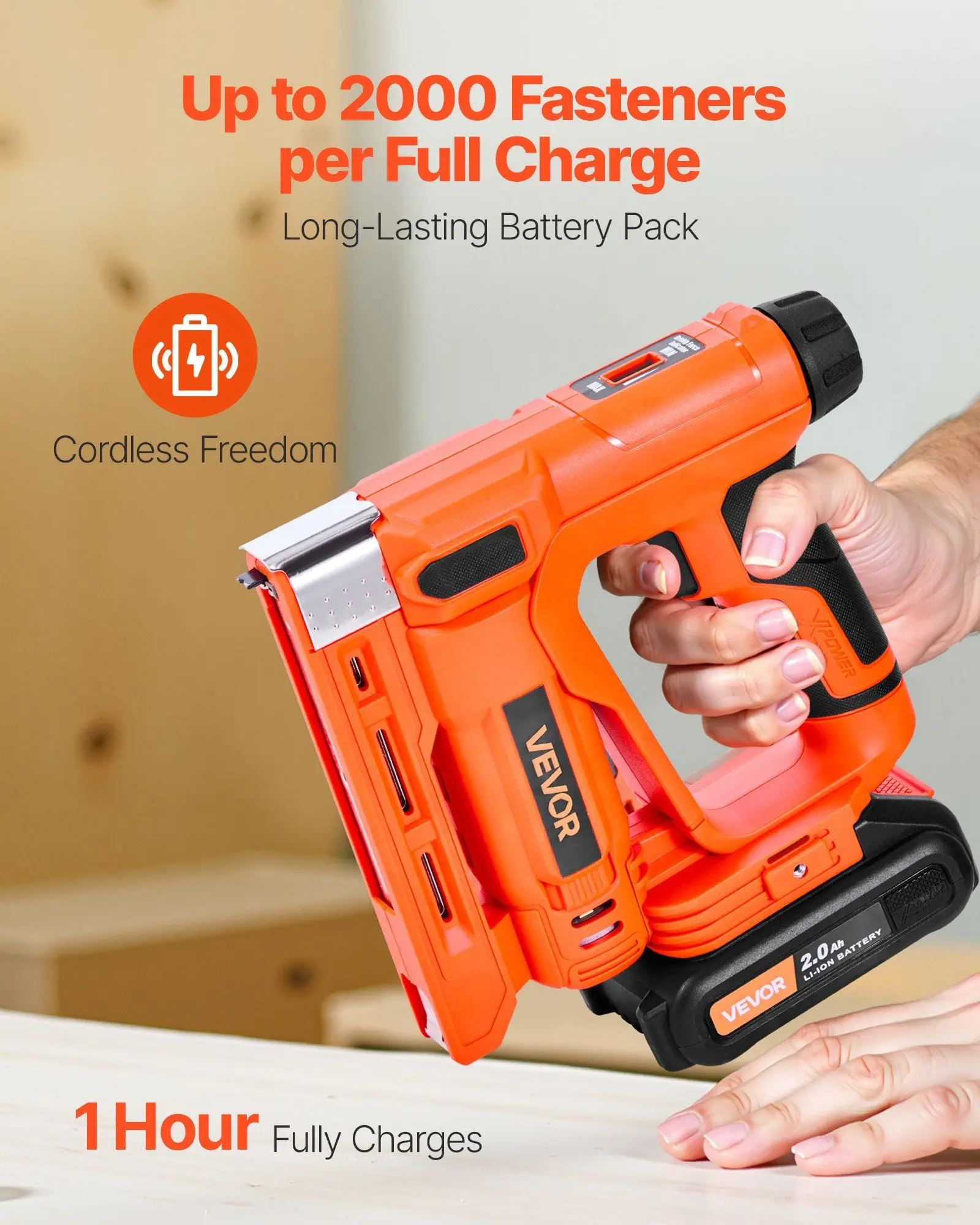 Cloueur Brad sans fil de calibre 18, pistolet à agrafes 2 en 1 avec batterie et chargeur, avec clous/agrafes pour le bricolage du bois