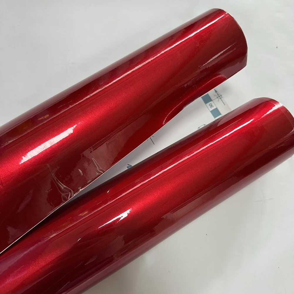 

AURORA FILM RED 45CM x 9M Motorcycle Decal Wrap Vinyl Adhesive Film with Air Bubble Free Car Roof Hood Sticker Glossy Wrapping
