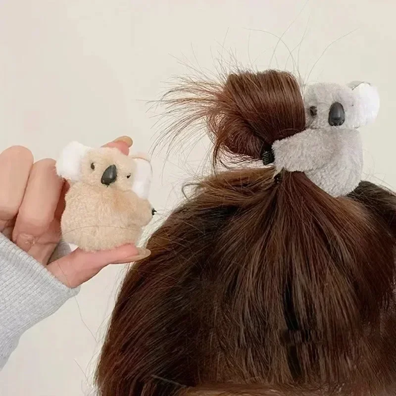 1/4Pcs Cartoon Plush Koala Hairpins Barrettes Cute Koala Hair Claw Side Bangs Clip Hair Accessories for Women Bag Accessories