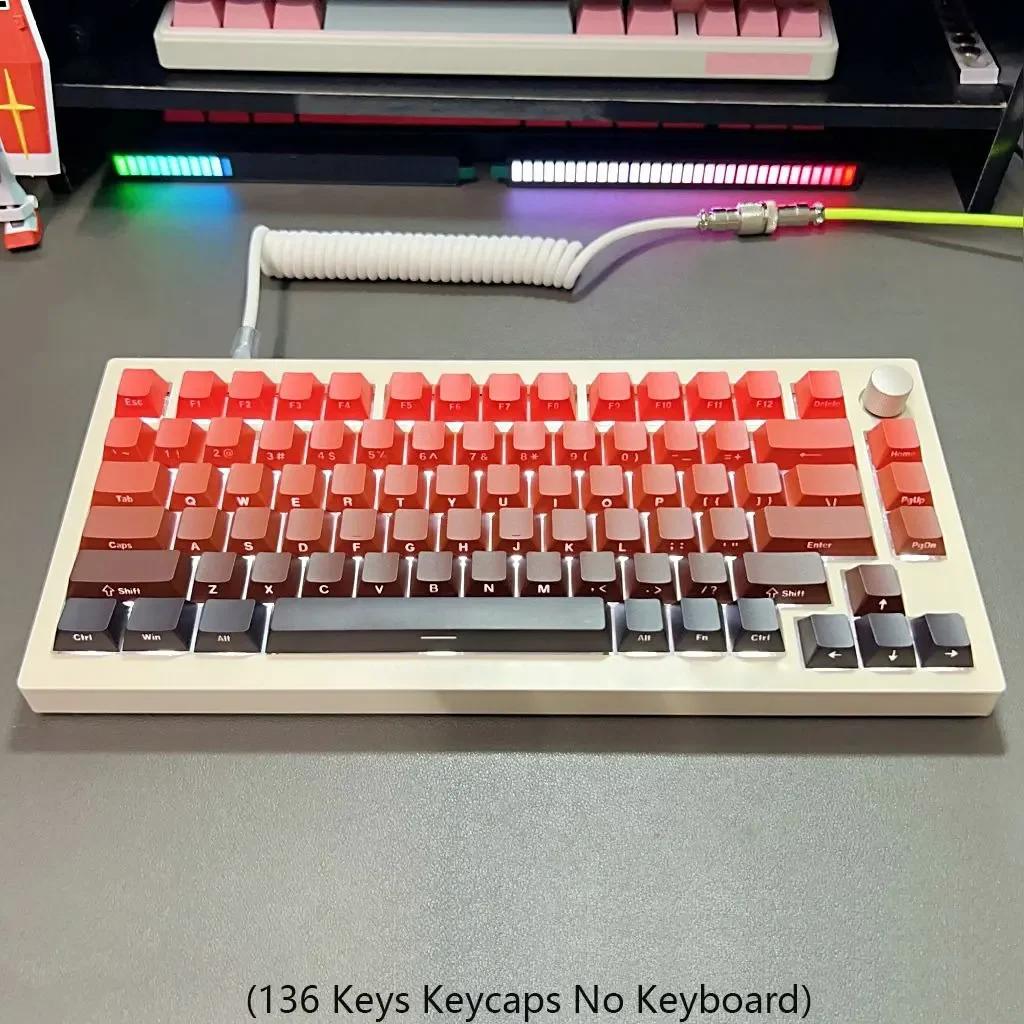 

136 Keys Gradient Red Side-letter Keycaps OEM Height PBT Thermal Sublimation DIY For 61 87 98 104 Keys Mechanical Keyboard