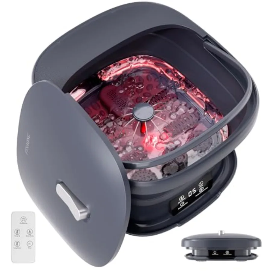 

Collapsible Foot Spa Bath Massager with Heat Pedicure Foot Spa with Bubbles and Jets Timer Temperature Control Feet Soak Tub fo