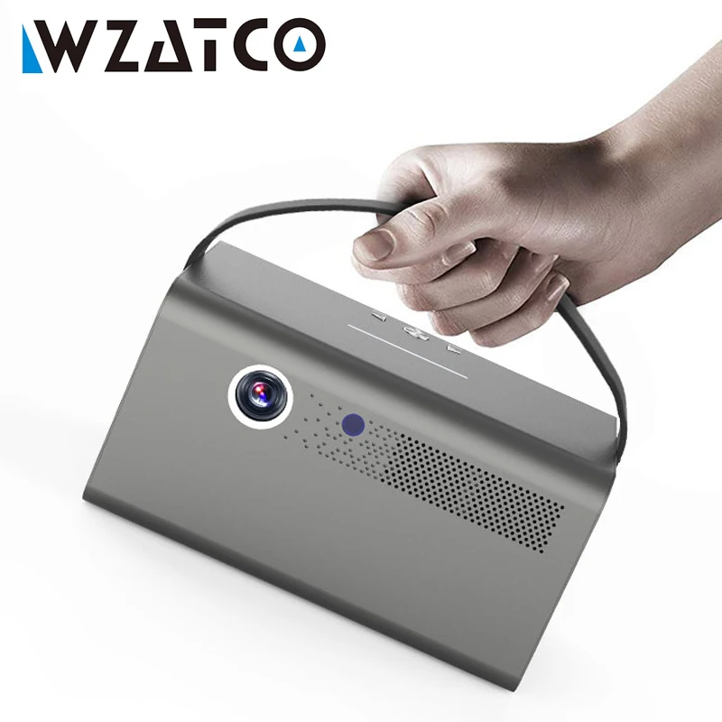 WZATCO T7 300-дюймовый DLP 3D-проектор Smart LED Proyector Bluetooth Портативный мини-Android 9.0 WIFI Beamer Встроенный аккумулятор 15600 мАч