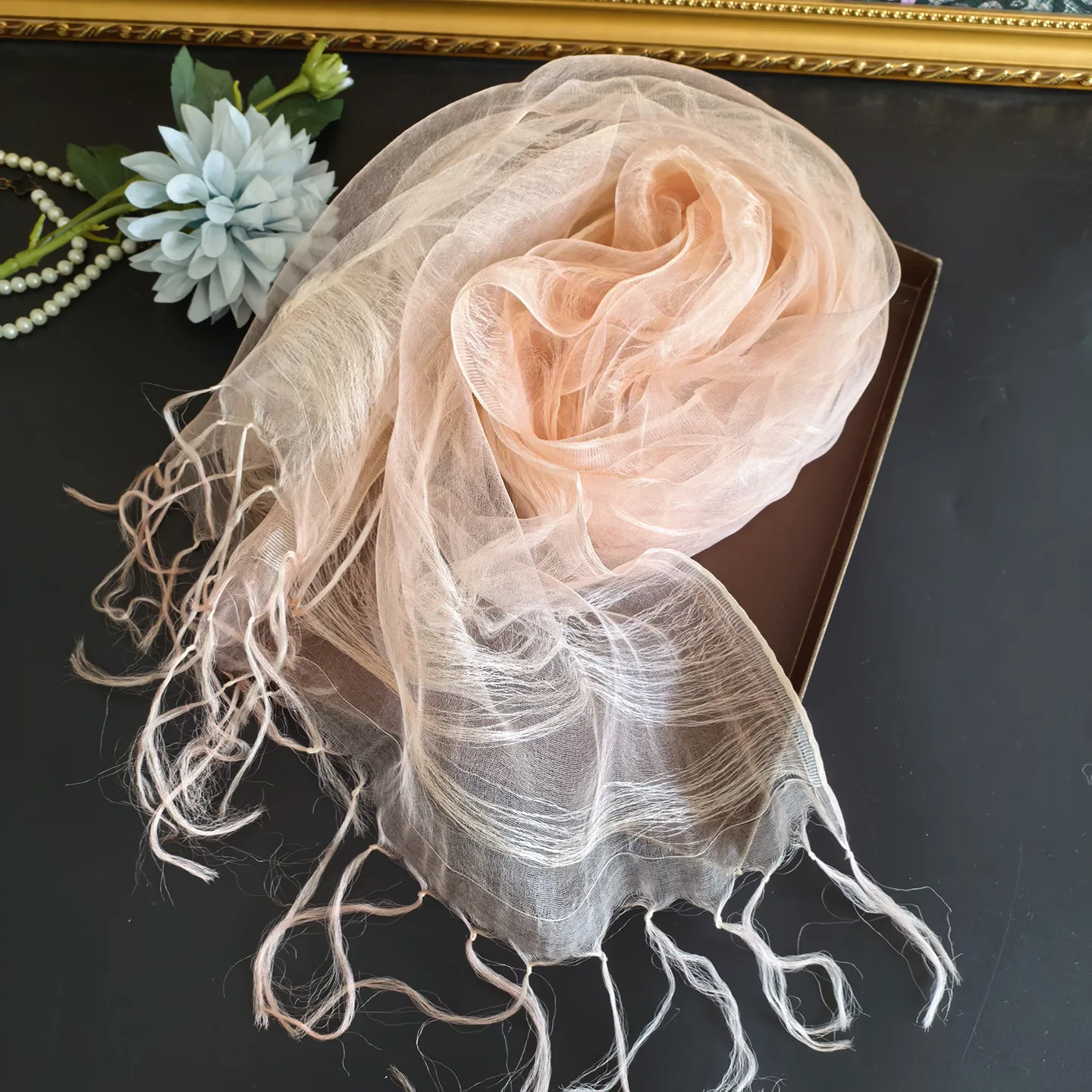 New 100% Mulberry Silk Scarf Evening Wrap Luxury Designer 180x43cm for Spring Summer Soft Smooth Breathable Sun Protection Shawl view 6