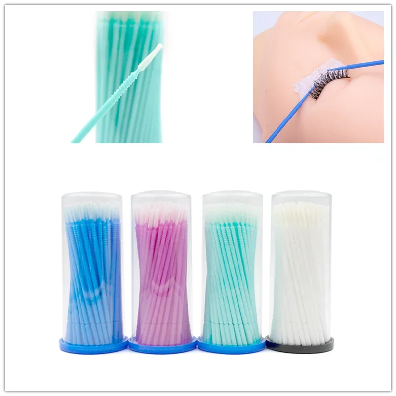 

100pcs Disposable Long Head Eyelash Extension Cotton Swabs Graft Lashes Glue Cleaning Swab Stick Makeup Micro Brush Tools