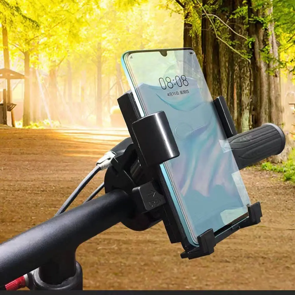 Black Motorcycle Mobile Phone Holder Waterproof Rotatable Sunscreen Phone Stand Shockproof Phone Bracket