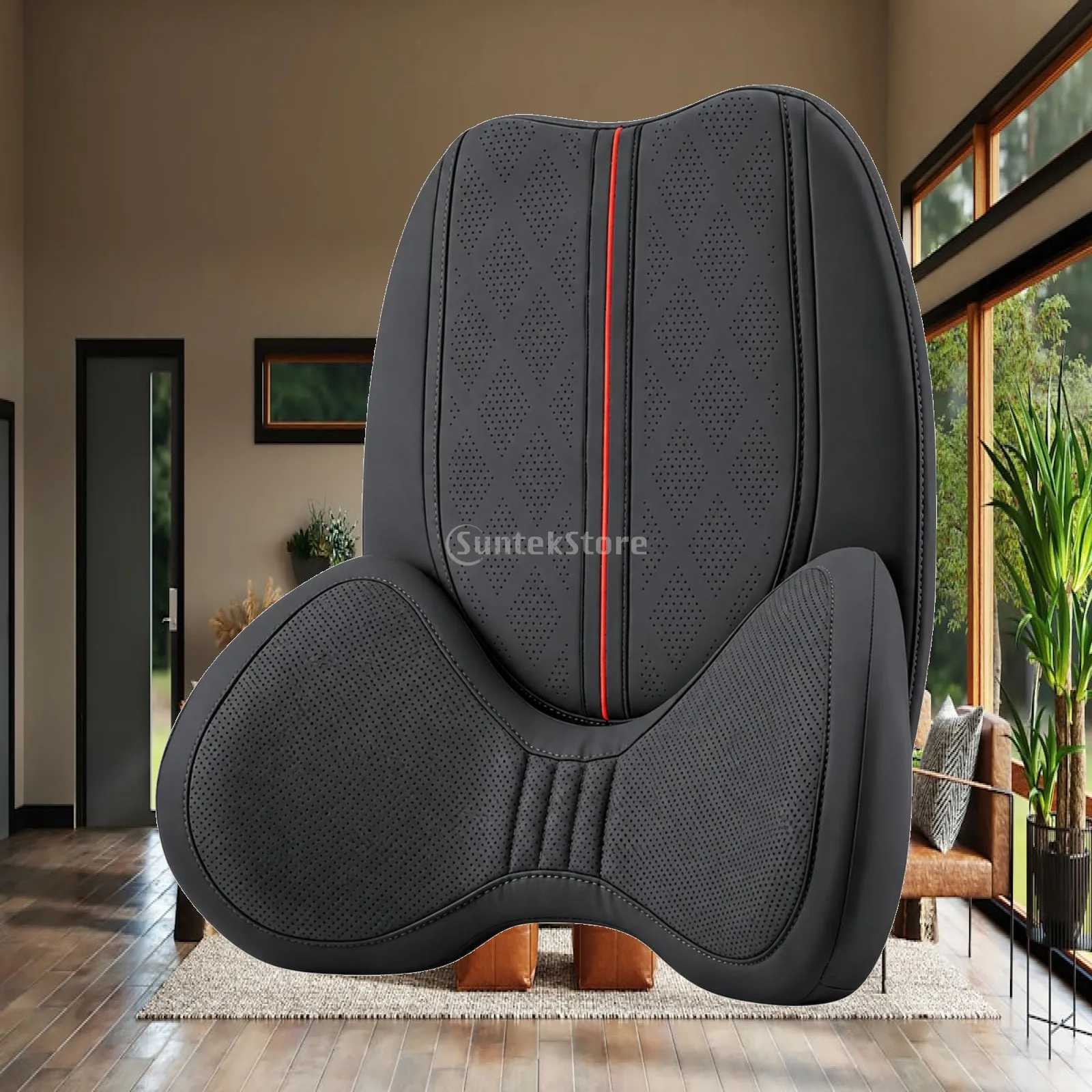 Nappa Leather Car Cushion for Lower Back and Hip Cradle Support with Two Ply Layer