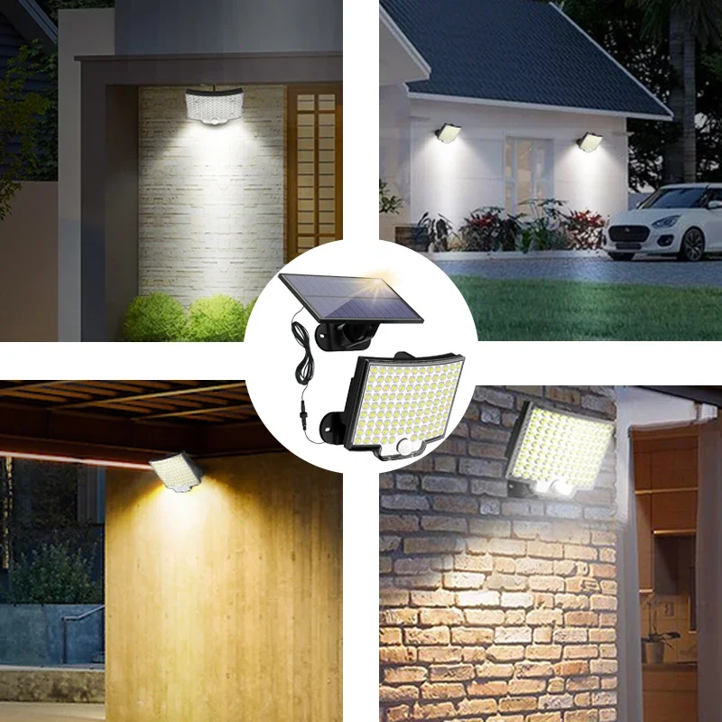 Applique Murale Solaire Imperméable à 106 LED avec 4 Modes de Fonctionnement, Éclairage d'Extérieur avec Panneau Mathié, Idéal pour un Jardin ou un Garage