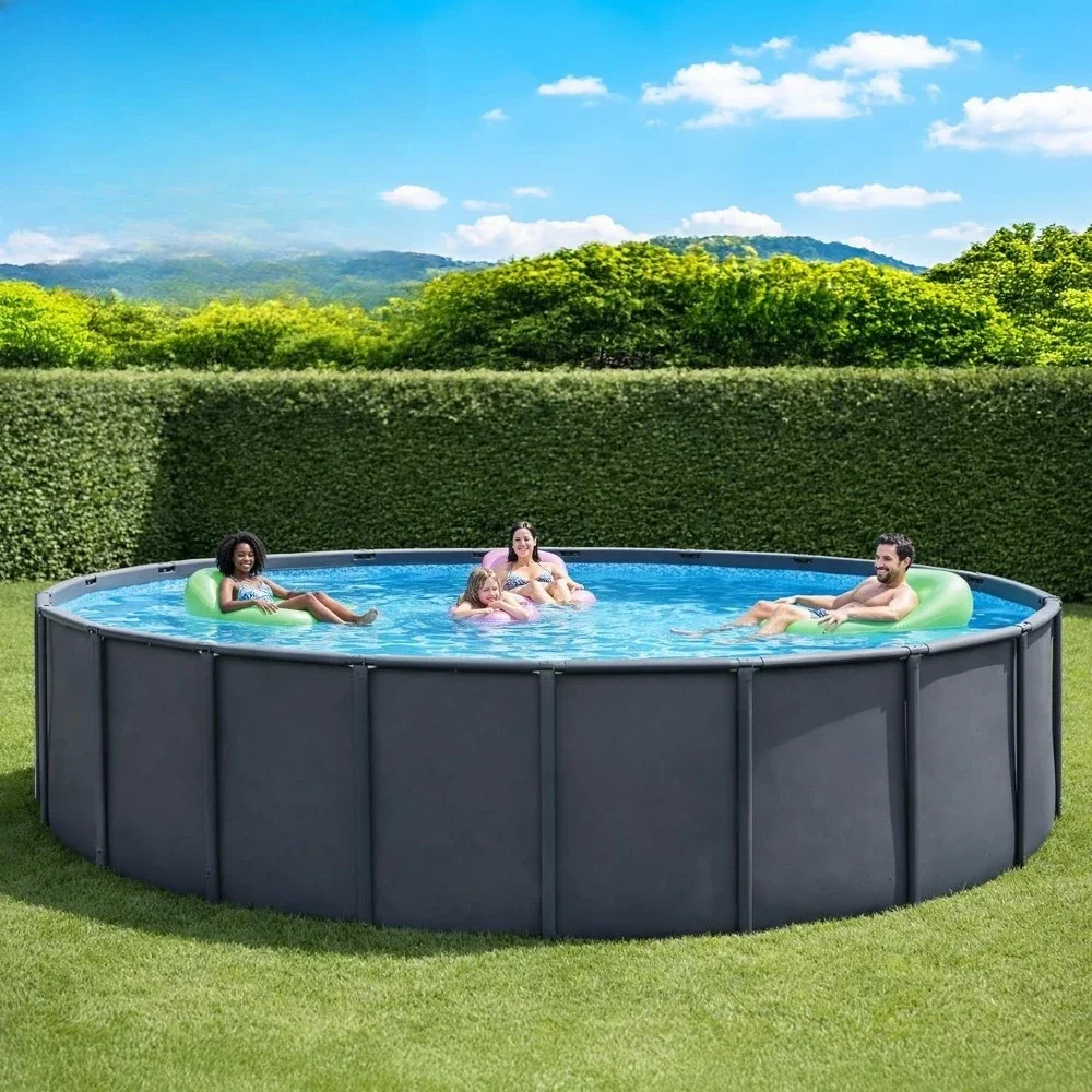 Round Above Ground Pool Set with Steel Frame, Sand Filter Pump, Ladder, Cover & Ground Cloth, 18 ft x 52 in, Custom
