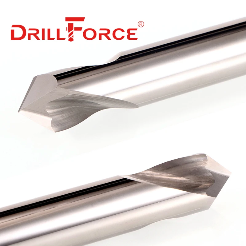 Drillforce-brocas de chaflán de avellanado de carburo sólido de 60/90/120 grados, ubicación de punto central, guía piloto, herramientas de máquina