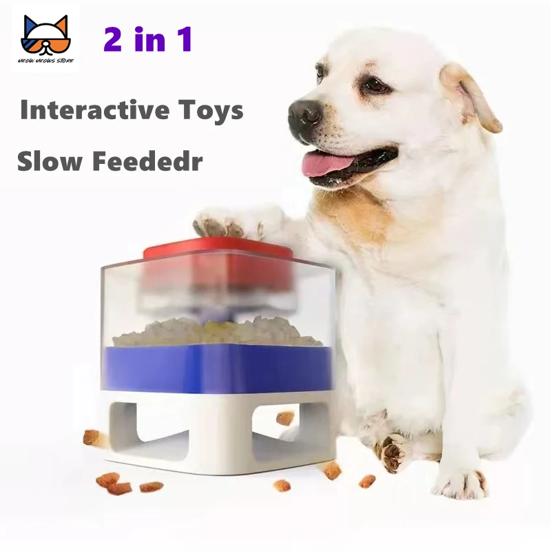 Dog Feeder Instant Non-Electric Automatic Fun Food Catapult Dispenser Square Transparent Visible Granary with Anti-slip for Pets