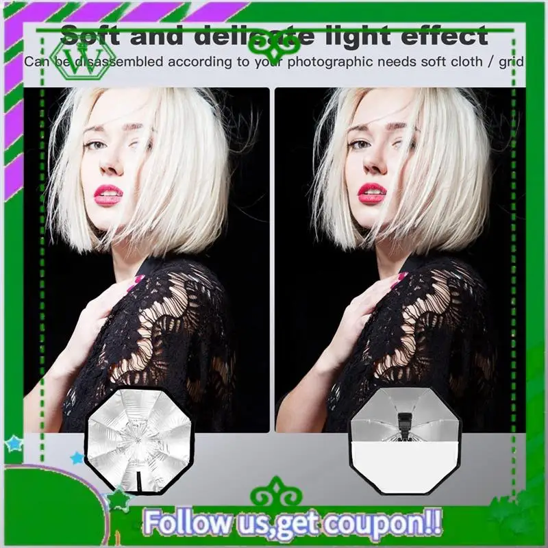 

Reliable-Octagonal Umbrella Softbox 80Cm Universal Top Flash Reflector Outdoor Softlight Cover Flash Professional Lighting Modif