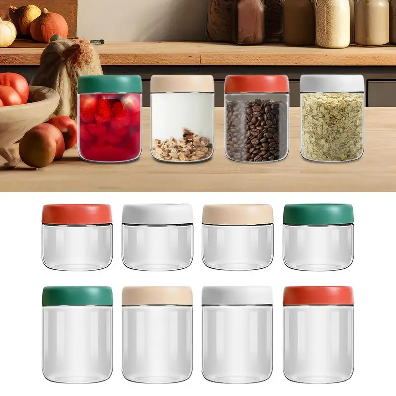 

air tight glass storage jars 4pcs Sealed Food Jar With Lids Stackable Glass Pantry Jars Wide Mouth Mason Jars Storage Containers