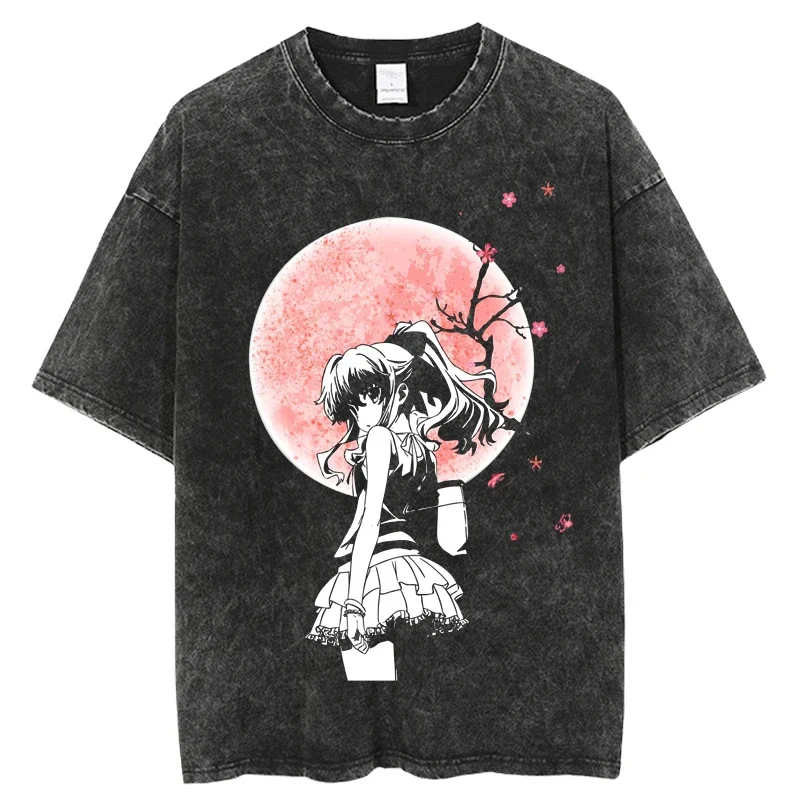 T-shirts Men Cotton Graphic Tees Harajuku Unisex T-Shirt Japanese Anime T Shirt Charlotte Summer printing Washed