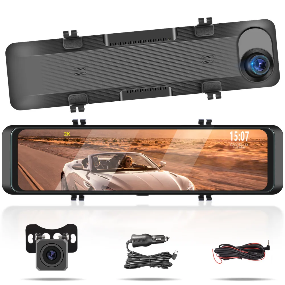 

10.88" WIFI 2K Mirror Dash Cam Backup Camera Front Rear Dual Cameras High-Definition Touch Screen Rearview Mirror Recorder